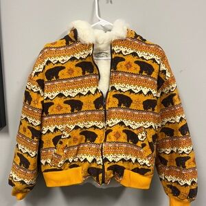 Vintage Bear Patterned Jacket Size S